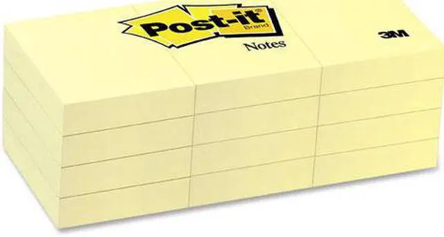 Main image of 3M 654YW Original Notes  3 x 3  Canary Yellow  12 100-Sheet Pads Pack