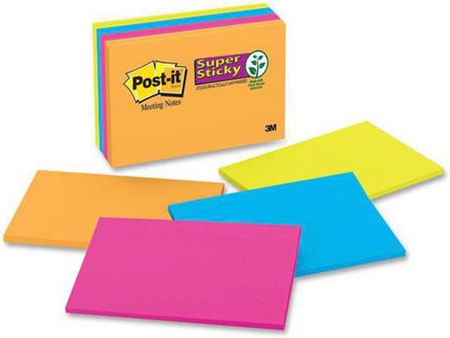 Post-it Super Sticky Large Notes, 6 x 4 in, Rio De Janeiro Colors, Pad of 45 Sheets, Pack of 8