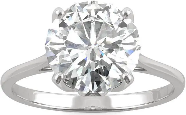 Main image of 14K White Gold Moissanite by Charles & Colvard 9mm Round Engagement Ring-size 5 2.70ct DEW