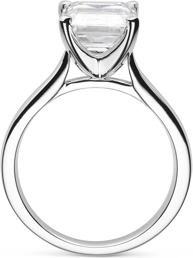 Alt view image 3 of 14 - Moissanite by Charles & Colvard 10x8mm Emerald Moissanite Engagement Ring-size 5 3.55ct DEW