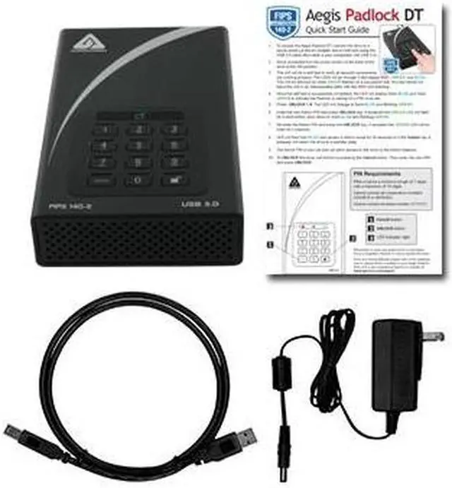Main image of APRICORN Aegis Padlock DT 6TB USB 3.0 FIPS 140-2 Encrypted USB 3.0 Desktop Hard Drive with PIN Access ADT-3PL256F-6000 Black