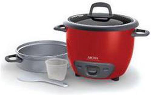 Alt view image 4 of 12 - AROMA ARC-743-1NGR 3 Cups (Uncooked)/6 Cups (Cooked) Pot-Style Rice Cooker and Food Steamer, Red