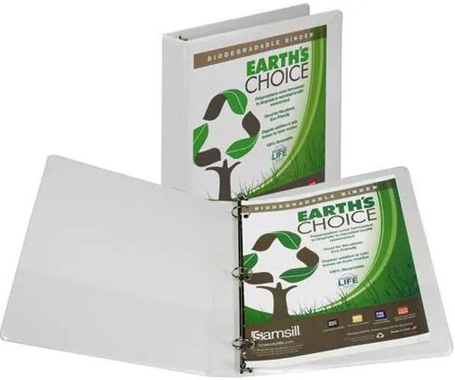 Alt view image 3 of 11 - Samsill I08957 Earth's Choice Biobased View Binder, 3 Ring Binder, 1.5 Inch, Round Ring, Customizable, White, 4 Pack