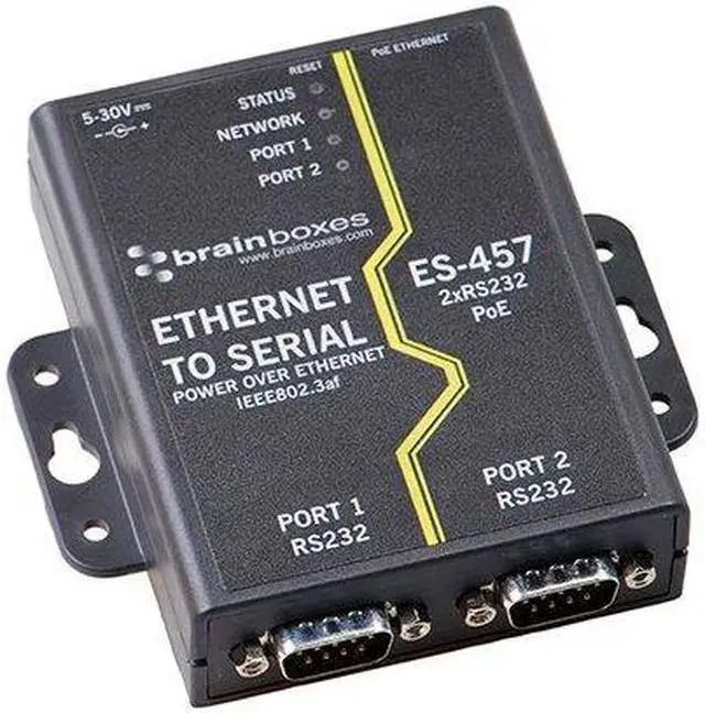 Main image of Brainboxes ES-457 2 Port RS232 PoE Ethernet to Serial Adapter