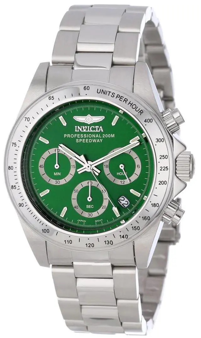 Alt view image 10 of 11 - Invicta 14384 Men's Green Dial Stainless Steel Speedway Chronograph