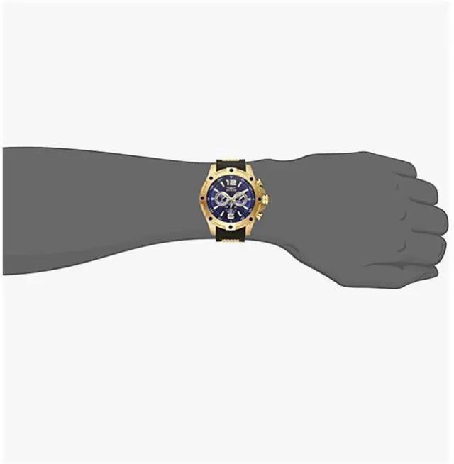 Alt view image 17 of 20 - Men's I-Force Multi-Function Black Polyurethane Blue Dial 18K GP Case