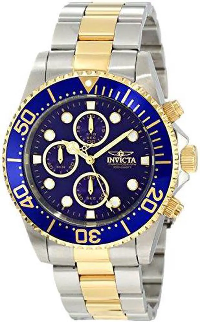 Alt view image 2 of 3 - Invicta Pro Diver Chronograph Two Tone Blue Dial Mens Watch 1773