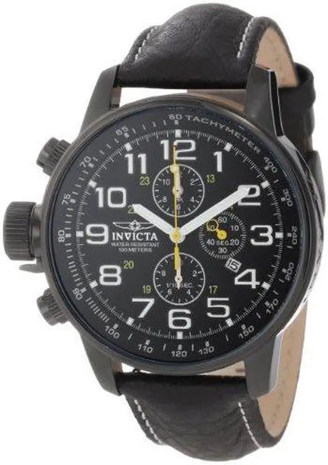 Alt view image 5 of 17 - Invicta Men's Lefty Chronograph Black Leather