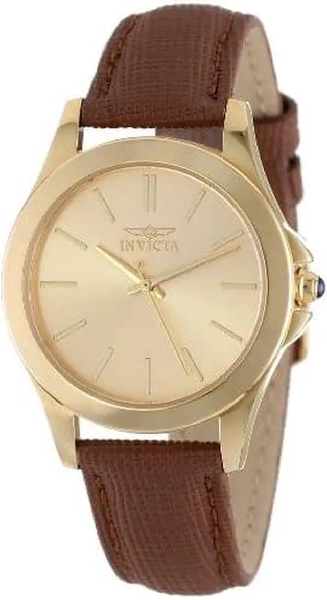 Alt view image 6 of 9 - Invicta 15150 Women's Angel Brown Genuine Leather Gold-Tone Dial Watch