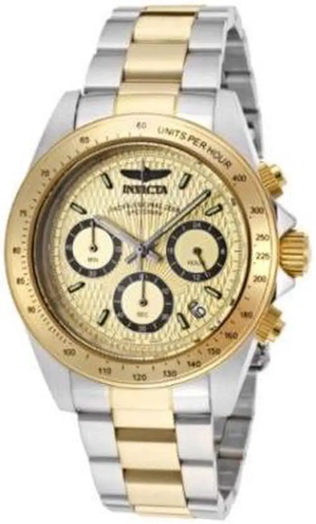 Alt view image 3 of 3 - Invicta Men's Speedway Chronograph Gold Tone Textured Dial Stainless Steel & 18K