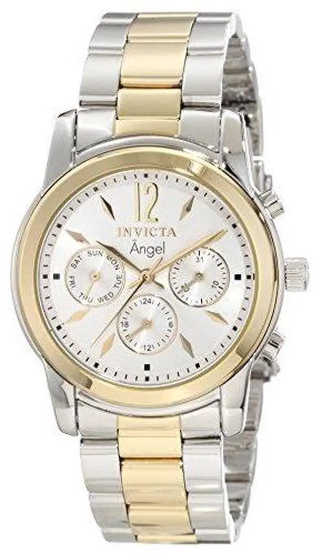 Alt view image 9 of 9 - Women's Angel Silver Dial 18k Gold Plated & Stainless Steel