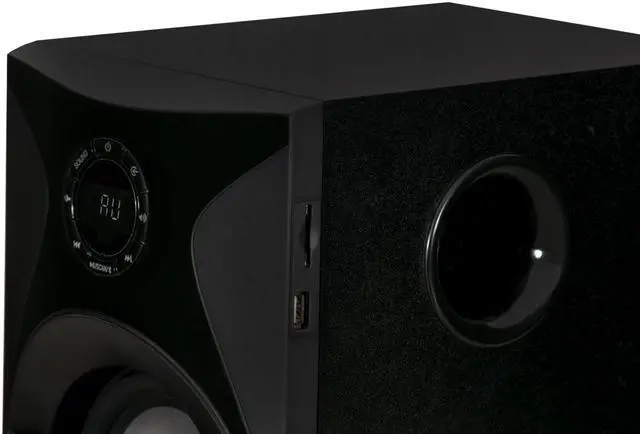 Alt view image 4 of 7 - Acoustic Audio by Goldwood Bluetooth 2.1 Surround Sound System with LED Light Display, FM Tuner, USB/SD Card Inputs - Multimedia PC Speaker Set with Subwoofer, Includes Remote Control - AA2400 Black