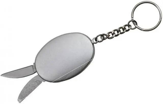 Main image of Mini Keychain Multi-Tool Knife Blade, File, Bottle Opener - Silver