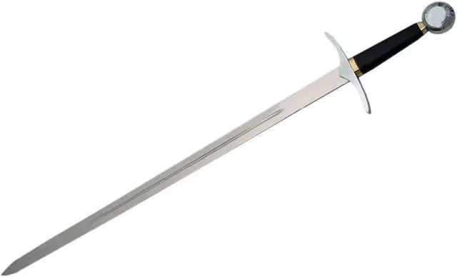 Alt view image 2 of 3 - Medieval Long Sword | 41.75" Overall Silver Blade Knight Replica Reenactment