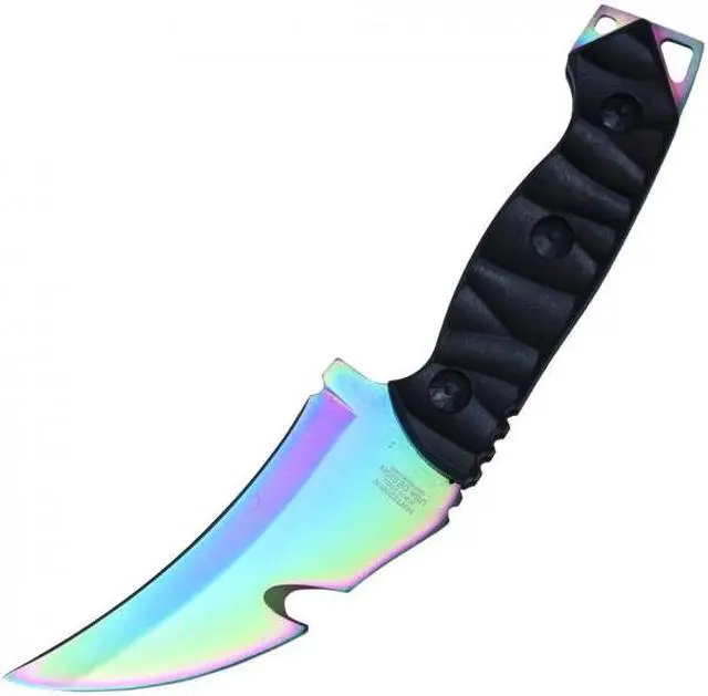Alt view image 3 of 5 - Tactical Knife | Wartech 8.5" Overall Full Tang Rainbow Hawkbill Gut Hook Blade
