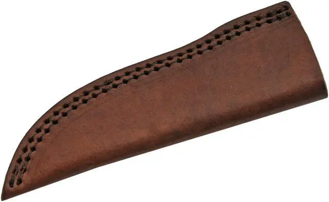 Alt view image 3 of 4 - Damascus Steel Hunting Knife | 8" Overall Real Bone Handle + Leather Sheath