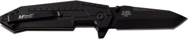 Alt view image 3 of 5 - Folding Knife Mtech Black Biohazard Tanto Blade Ball Bearing Pivot Tactical EDC