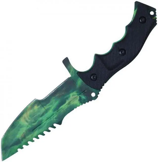 Alt view image 3 of 5 - Mini Tactical Knife | 8.5" Overall Green Aurora Tanto Blade Military + Sheath
