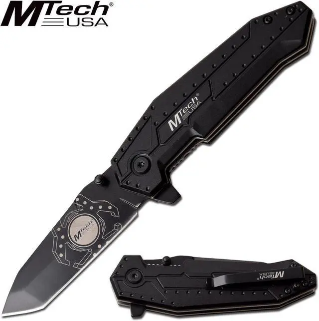Main image of Folding Knife Mtech Black Biohazard Tanto Blade Ball Bearing Pivot Tactical EDC