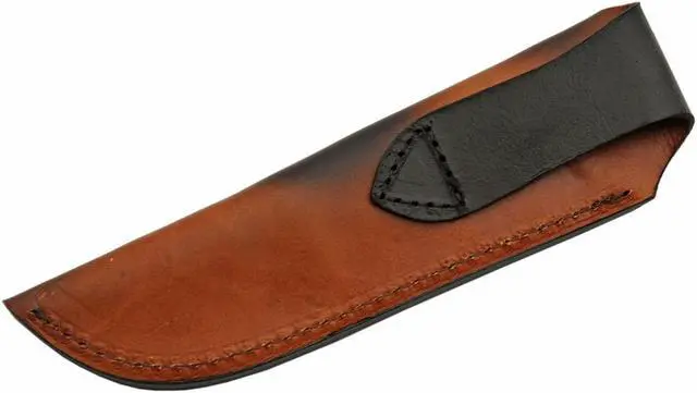 Alt view image 4 of 4 - Damascus Steel Hunting Knife | 5" Blade Full Tang Bone Handle + Leather Sheath