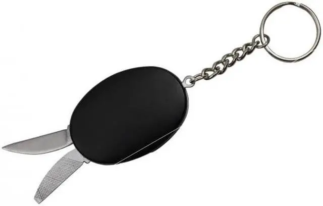 Main image of Mini Keychain Multi-Tool Knife Blade, File, Bottle Opener - Black