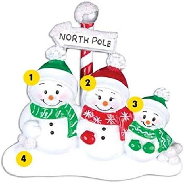 North Pole Family of 3 Personalized Christmas Tree Ornament - Newegg.com