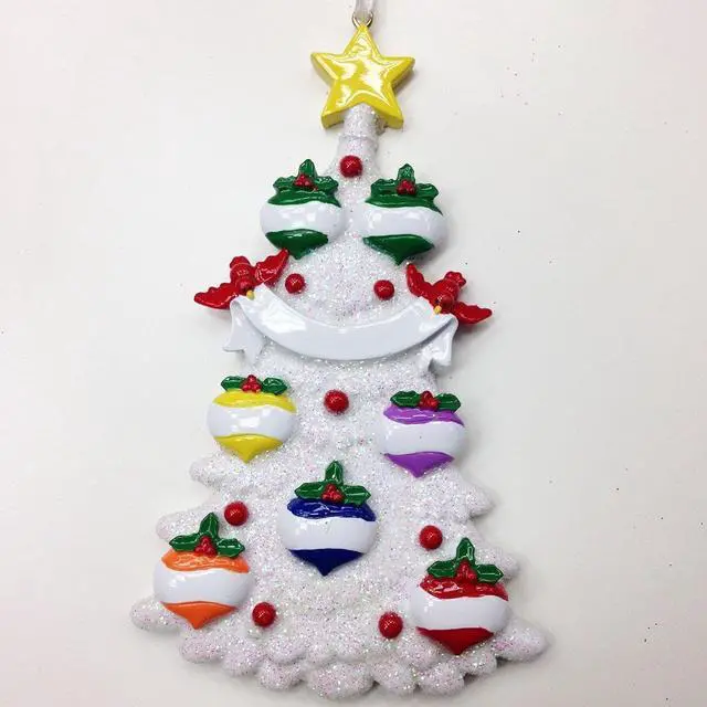Main image of White Tree Family 7 Personalized Christmas Tree Ornament