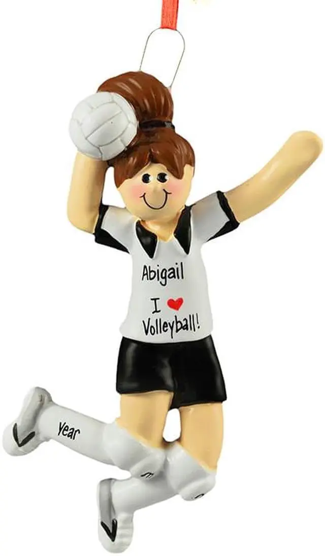 Main image of Volley Ball Girl Brown Personalized Christmas Tree Ornament