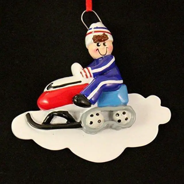 Main image of Snowmobile Boy Personalized Christmas Tree Ornament