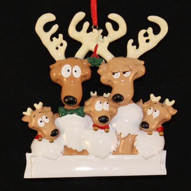 Main image of Reindeer Family 5 Personalized Christmas Tree Ornament