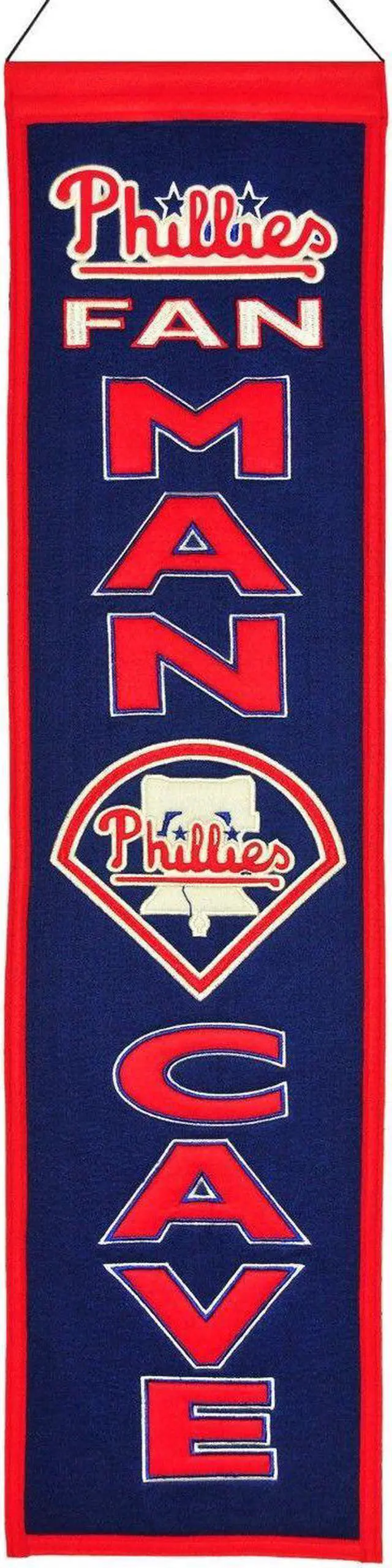Main image of Philadelphia Phillies - 8"x32" Heavy Wool with Embroidery Sport Team Logo Unframed Man Cave Banner #2021