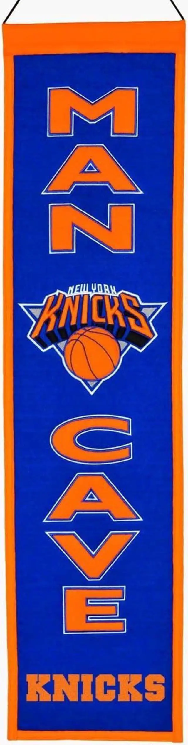 Main image of New York Knicks - 8"x32" Heavy Wool with Embroidery Sport Team Logo Unframed Man Cave Banner #3020