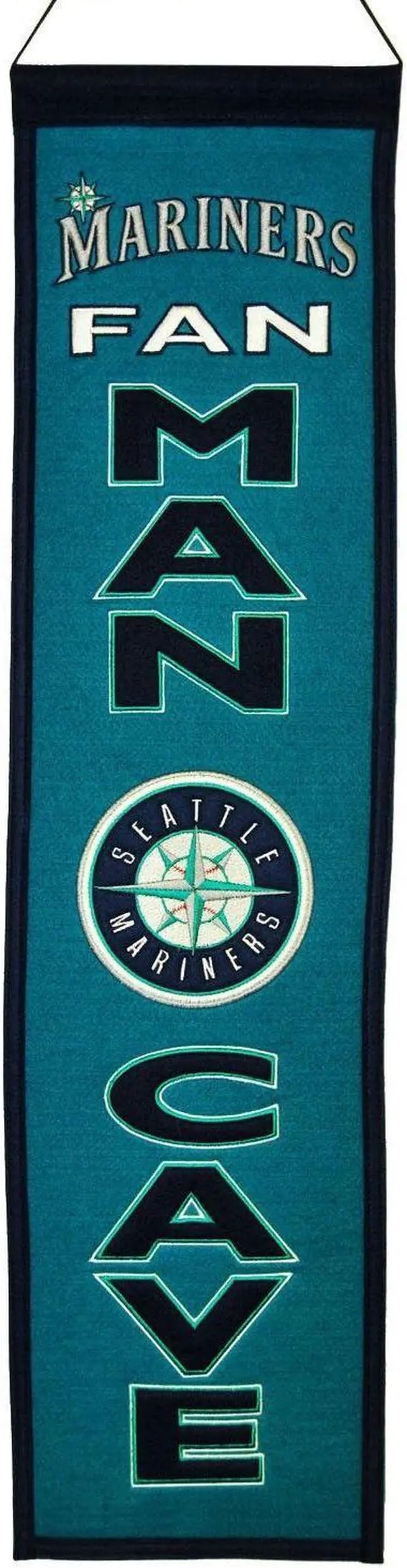 Main image of Seattle Mariners - 8"x32" Heavy Wool with Embroidery Sport Team Logo Unframed Man Cave Banner #2025