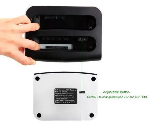 Alt view image 5 of 7 - AURIN 3.5" 2.5" HDD Dual-Bay USB 2.0 to IDE SATA/eSATA Docking Station with All in one Card Reader and 2-port Hub, Supports Clone function