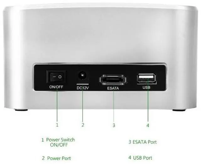 Alt view image 4 of 7 - AURIN 3.5" 2.5" HDD Dual-Bay USB 2.0 to IDE SATA/eSATA Docking Station with All in one Card Reader and 2-port Hub, Supports Clone function