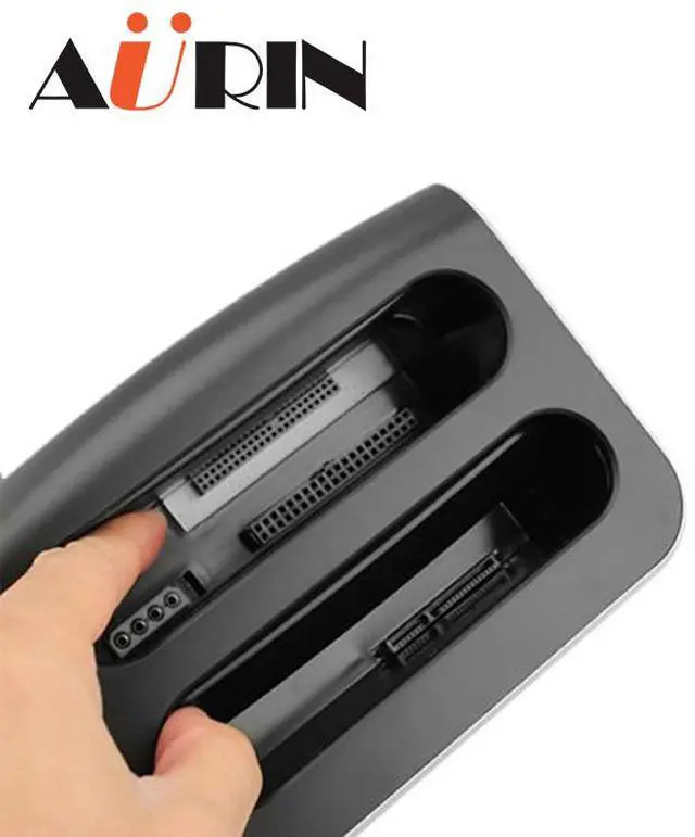 Alt view image 2 of 7 - AURIN 3.5" 2.5" HDD Dual-Bay USB 2.0 to IDE SATA/eSATA Docking Station with All in one Card Reader and 2-port Hub, Supports Clone function