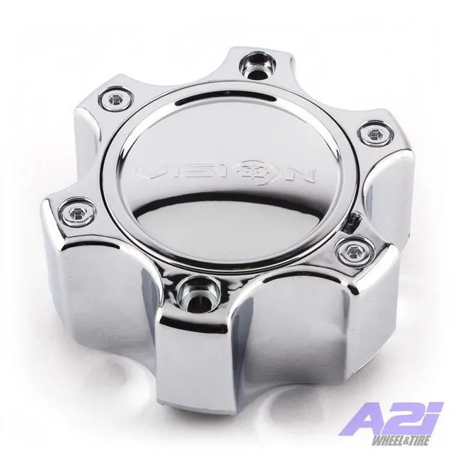 Main image of 1 Vision Warrior 375 Tall New Logo Chrome 6 Lug Wheel Center Cap C375-6CDOC