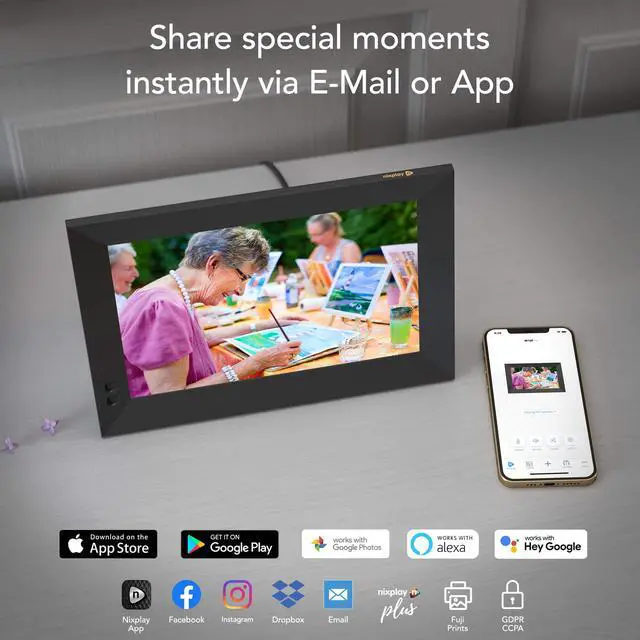 Alt view image 2 of 7 - Nixplay 10.1 inch Smart Digital Picture frame - Share Photos via Email or App