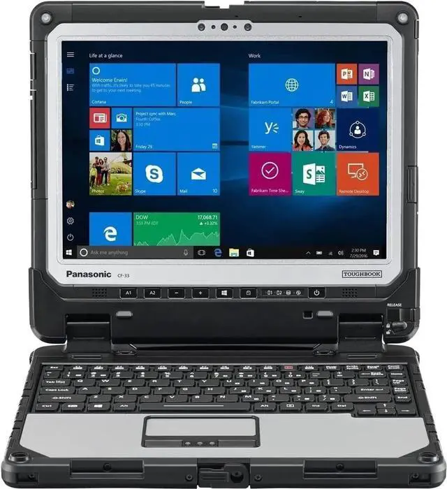 Main image of Panasonic Toughbook CF-33 2-in-1 MIL-STD-810G Certified Laptop, Intel Core i5-7300U, 12.0" QHD Multi-Touch+Digitizer, 8GB RAM, 256GB SSD, 4G LTE Multi Carrier, GPS, Infrared Webcam, Win 10 Pro