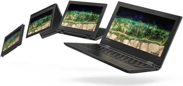 Alt view image 10 of 10 - Lenovo Chromebook 500e 11.6" 2nd Gen 2in1 Touch 4GB 32GB Celeron N4120 ChromeOS, Black