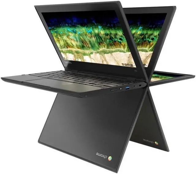 Alt view image 5 of 10 - Lenovo Chromebook 500e 11.6" 2nd Gen 2in1 Touch 4GB 32GB Celeron N4120 ChromeOS, Black