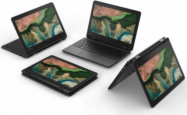Alt view image 8 of 10 - Lenovo Chromebook 500e 11.6" 2nd Gen 2in1 Touch 4GB 32GB Celeron N4120 ChromeOS, Black