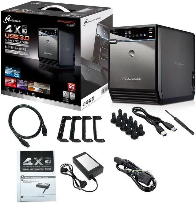 Alt view image 7 of 7 - Mediasonic PROBOX 4 Bay 3.5 SATA Hard Drive Enclosure USB 3.0 & eSATA Support 24TB HDD (HF2-SU3S3)