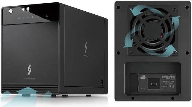 Alt view image 5 of 5 - Mediasonic USB 3.2 4 Bay 3.5 SATA Hard Drive Enclosure USB 3.2 Gen 2 10Gbps Type C | USB-C (HF7-SU31C) Support 24TB HDD