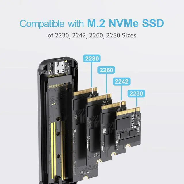 Alt view image 5 of 7 - Mediasonic Aluminum M.2 PCIe NVME SSD Enclosure to USB 3.2 Gen 2 10Gbps USB Type C | M-Key / B+M Key | Support UASP TRIM | 2230/2242/2260/2280 (Support up to 4TB)