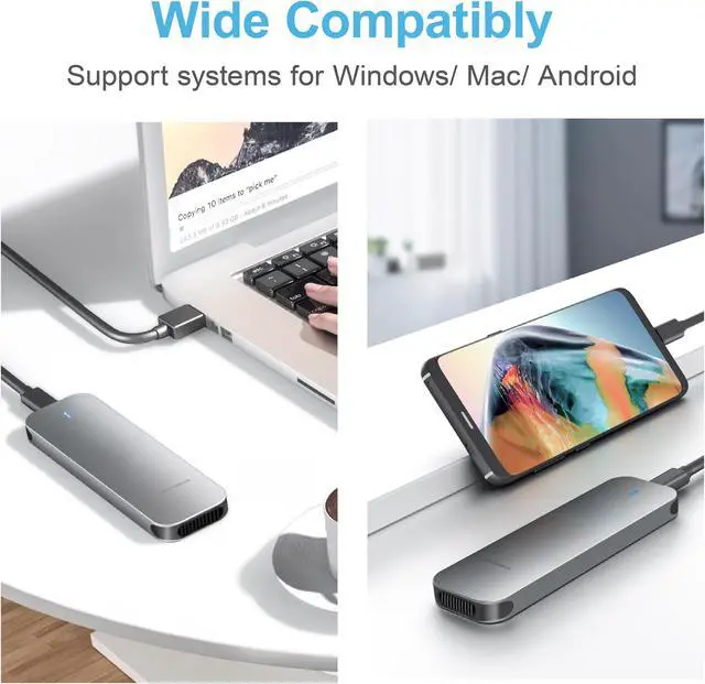 Alt view image 7 of 7 - Mediasonic Aluminum M.2 PCIe NVME SSD Enclosure to USB 3.2 Gen 2 10Gbps USB Type C | M-Key / B+M Key | Support UASP TRIM | 2230/2242/2260/2280 (Support up to 4TB)