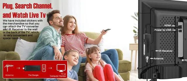 Alt view image 4 of 7 - Mediasonic Digital TV Converter Box Dongle, ATSC Digital Converter Box with TV Tuner, TV Recording, USB Multimedia Function, 1080P HDMI Output, Clear QAM by Mediasonic HomeWorx (HW135STB)