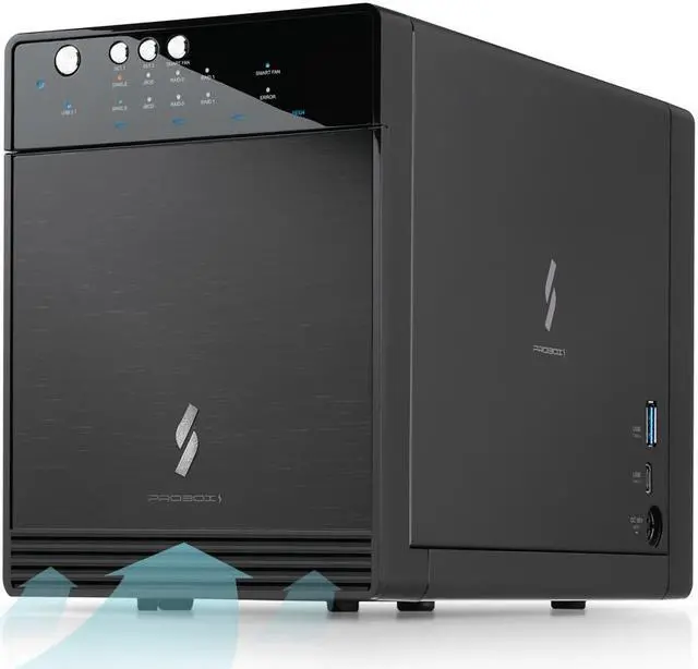 Alt view image 7 of 7 - Mediasonic Raid 0 / 1 USB 3.2 Type C 4 Bay 3.5 SATA Hard Drive Enclosure with USB Hub Feature USB 3.2 Gen 2 10Gbps (HFR7-SU31CH)