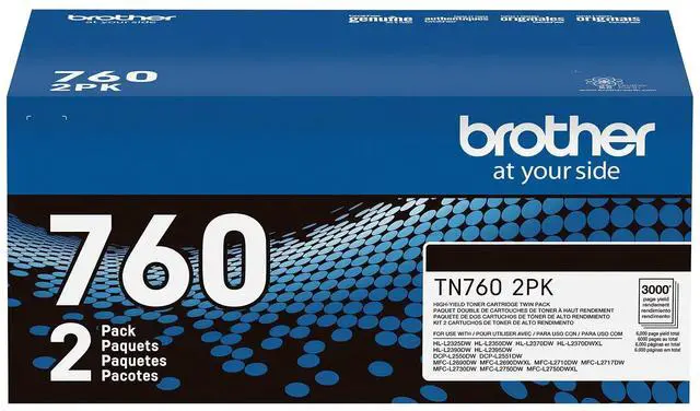 Main image of Brother Genuine TN760 2-Pack High Yield Black Toner Cartridge