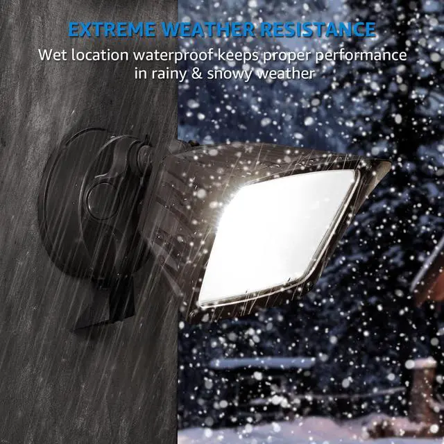 Alt view image 5 of 7 - LEONLITE LED Outdoor Flood Light, Dusk-to-Dawn (Photocell Included), 3400lm, Waterproof Security Floodlight, ETL-Listed Exterior Lighting for Yard, 5000K Daylight